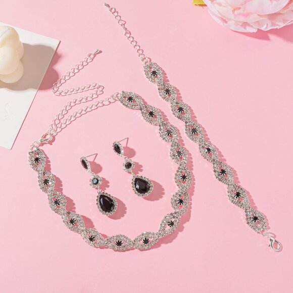 Women Classic Elegant Sparkling Infinity Design Rhinestone Crystal Choker Neckla - Picture 6 of 7